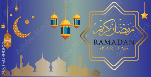 Ramadan Kareem Social Media Banner with ramzan kareem test , ramzan kareem illustration