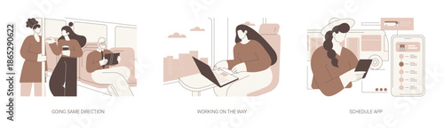 Using public transport isolated cartoon vector illustrations se