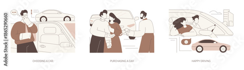 Buying a car isolated cartoon vector illustrations se