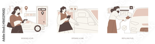 Carsharing isolated cartoon vector illustrations se