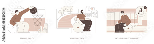 Urban facilities for disabled people isolated cartoon vector illustrations se