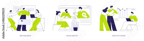 Teamwork at the office isolated cartoon vector illustrations se