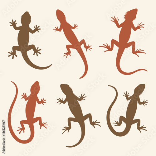 Lizard silhouettes set vector illustration