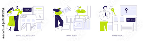 House flipping isolated cartoon vector illustrations se