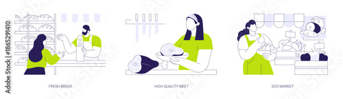 Buying groceries isolated cartoon vector illustrations se