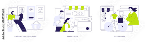 Buying groceries online isolated cartoon vector illustrations se