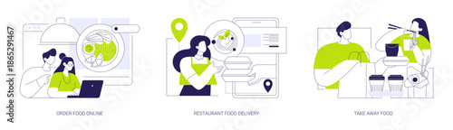 Buying food online isolated cartoon vector illustrations se