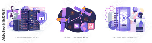 Quantum Networking Resilience abstract concept vector illustrations.