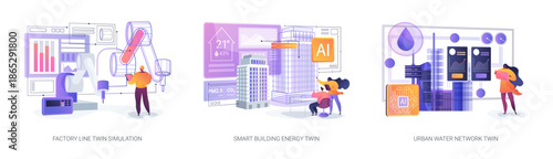 Digital Twins Innovation abstract concept vector illustrations.