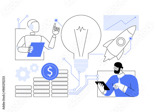 AI for Startup Valuation abstract concept vector illustration.