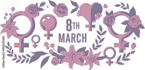 Pink Purple Floral International Womens Day march eighth