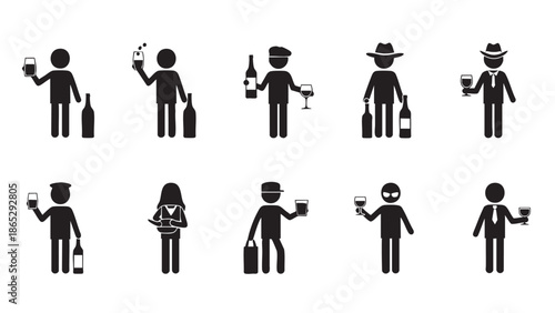 Collection of diverse people enjoying wine and social activities together