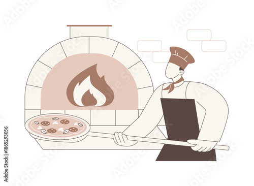 Baking pizza isolated cartoon vector illustrations.