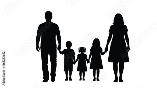 Silhouette of a family holding hands representing love and togetherness