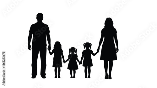 Silhouette of a family holding hands depicting love and togetherness