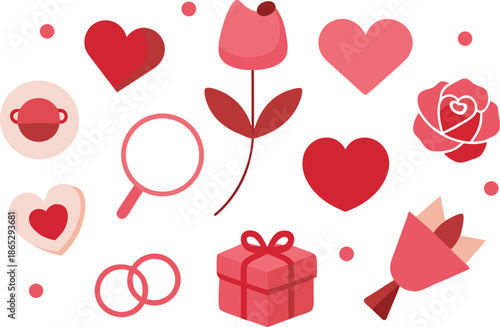 Red hearts flowers gifts magnifying glass arrangement