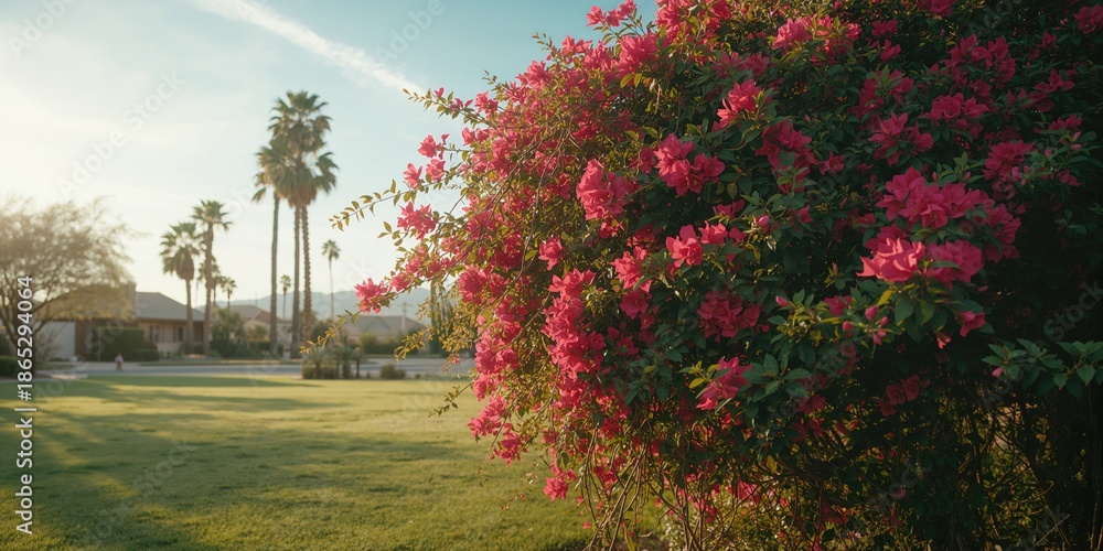 Obraz premium Decorative Bougainvillea plants with thorny vines and lush foliage for garden design