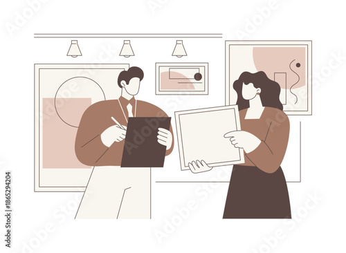 Art exhibition curator isolated cartoon vector illustrations.