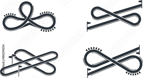 Film strip infinity symbols design elements on transparent background silhouette