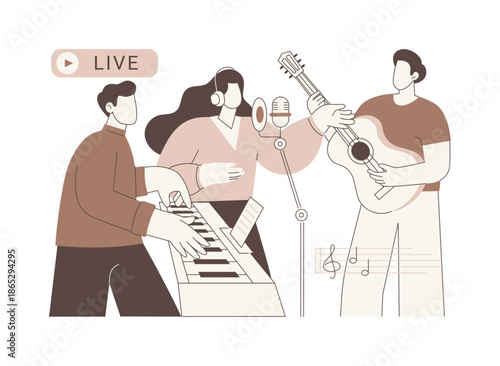 Recording live isolated cartoon vector illustrations.