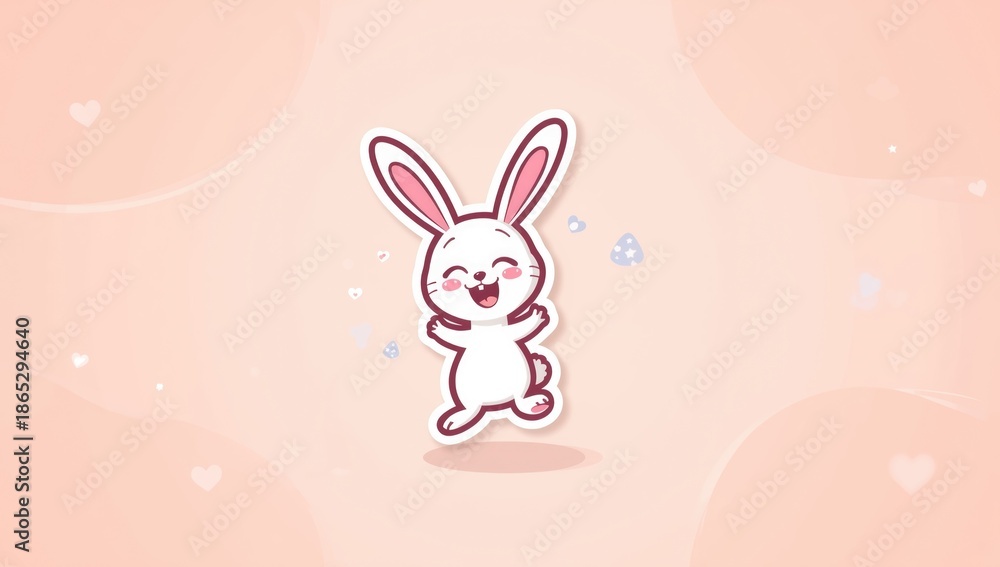 Fototapeta premium Rabbit cartoon sticker template, ideal for childrenâ€™s crafts or animations