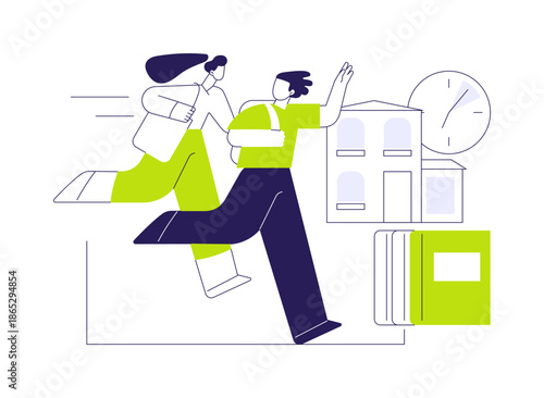 Being late isolated cartoon vector illustrations.