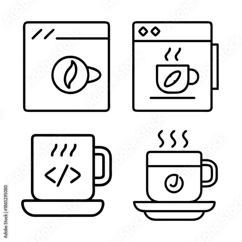 Computer Programming and Coffee A Set of Illustrations Representing Digital Culture