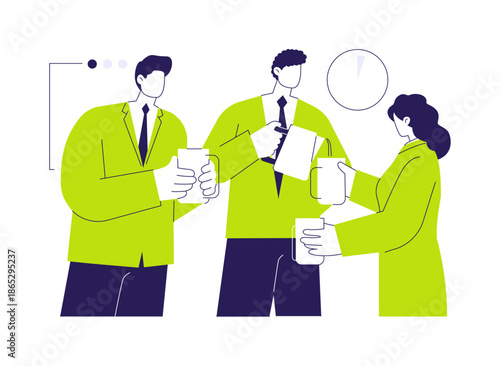Coffee break at office abstract concept vector illustration.