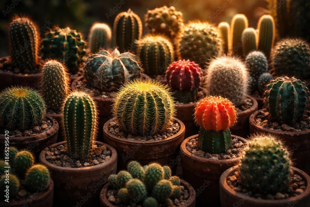 Obraz premium Assortment of small cacti arranged for a captivating plant view