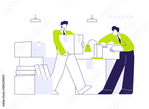 Moving in a new office abstract concept vector illustration.