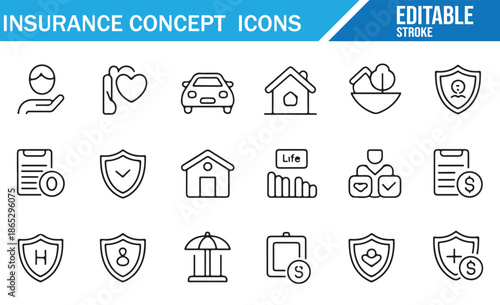 Comprehensive Insurance Icons Collection for Finance and Risk Management