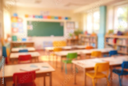 Wallpaper Mural Blurred empty primary school classroom with abstract tones Torontodigital.ca
