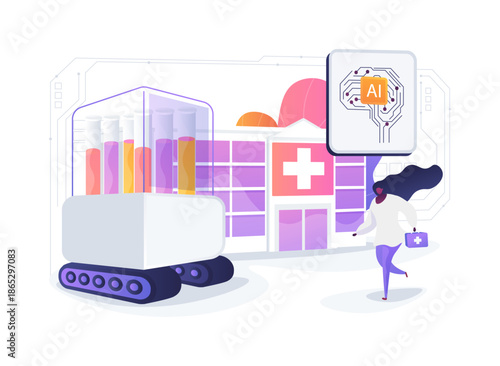 Autonomous Hospital Delivery Robot abstract concept vector illustration.