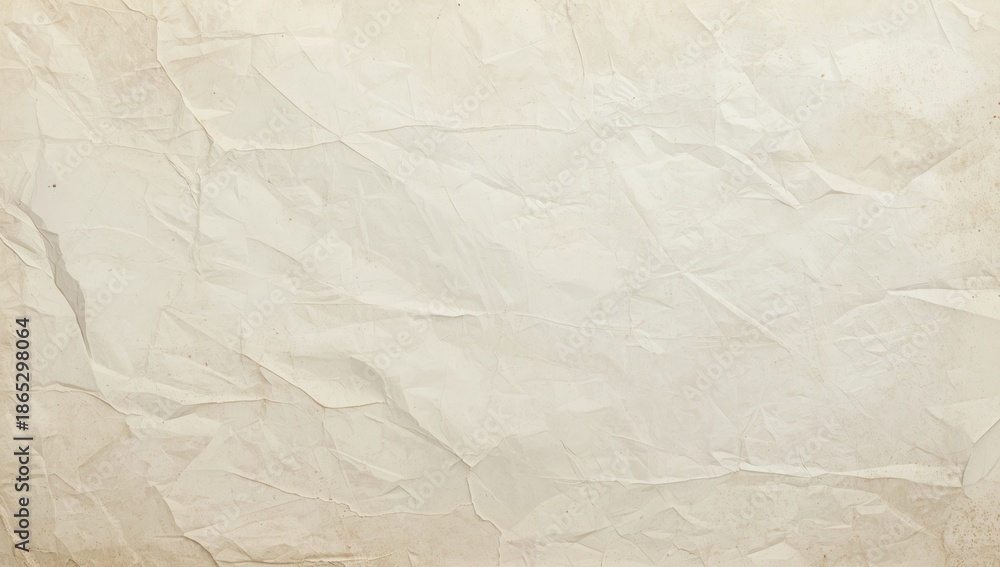 Obraz premium Wrinkled pale white paper surface with aged appearance, ideal for background in text or graphic design projects