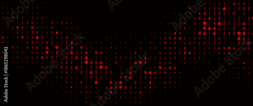 Dark Silver, Gray vector pattern with symbol of cards. Colorful gradient with signs of hearts, spades, clubs, diamonds. Pattern for leaflets of poker games, events.