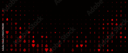 Dark Silver, Gray vector pattern with symbol of cards. Colorful gradient with signs of hearts, spades, clubs, diamonds. Pattern for leaflets of poker games, events.