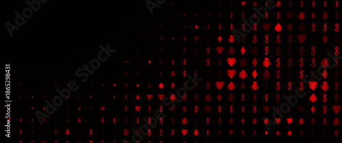 Dark Silver, Gray vector pattern with symbol of cards. Colorful gradient with signs of hearts, spades, clubs, diamonds. Pattern for leaflets of poker games, events.