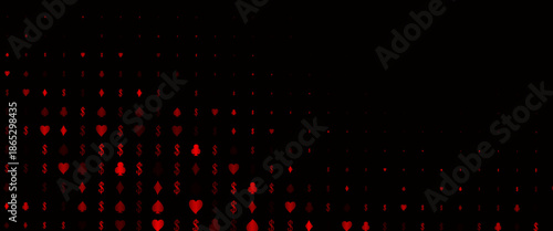 Dark Silver, Gray vector pattern with symbol of cards. Colorful gradient with signs of hearts, spades, clubs, diamonds. Pattern for leaflets of poker games, events.