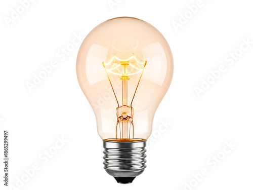 Glowing Light Bulb Isolated White.