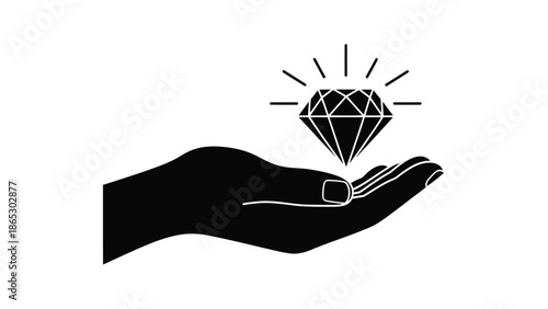 A hand presenting a sparkling diamond radiating brilliance and value