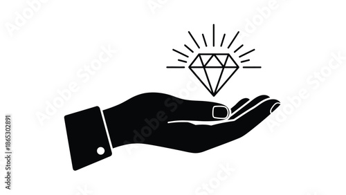 A hand presenting a sparkling diamond a symbol of value and luxury