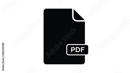 A simple black and white icon representing a pdf document file