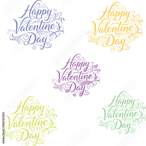 Vibrant Happy Valentine's Day colorful typographic illustrations