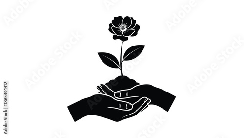 Hands cradling a flower a symbol of growth and delicate nature