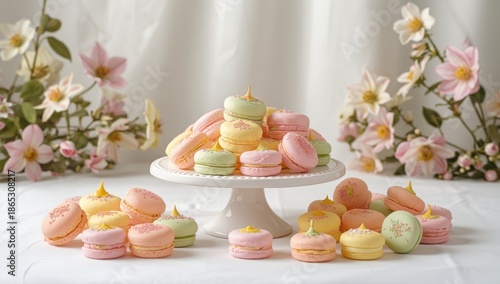 Wallpaper Mural Brightly colored biscuit meringue sweets arranged in rows serving as a cheerful backdrop for culinary presentation or menu design Torontodigital.ca