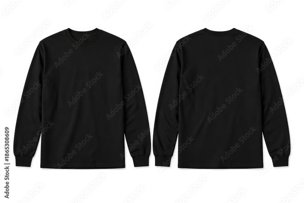 custom made wallpaper toronto digitalBlack long sleeve shirt template with front and back isolated on white background for print layout