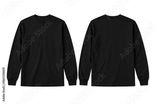 Wallpaper Mural Black long sleeve shirt template with front and back isolated on white background for print layout Torontodigital.ca