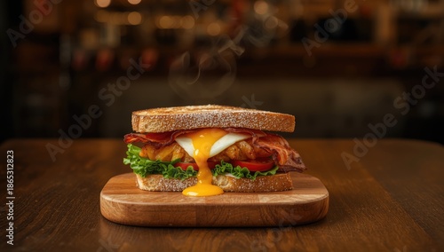 Wallpaper Mural Toasted sandwich featuring eggs, bacon, and vegetables for a hearty morning meal, healthy eating week Torontodigital.ca