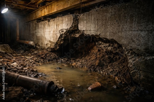 Building inspection reveals foundation weakening caused by water exposure and shifting soil