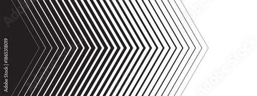 Repeated triangular arrow shapes with faded, transition or halftone effect. Forward, speed, energy or motion print. Modern abstract striped background. Vector graphic illustration